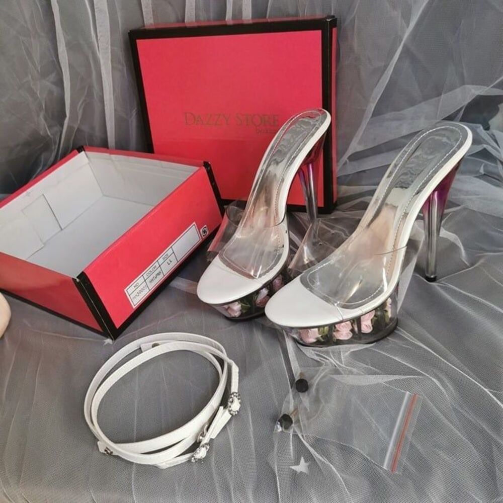Women's Size 8 Pink Rose Filled Heels Pleaser Style Halloween Cosplay Costume